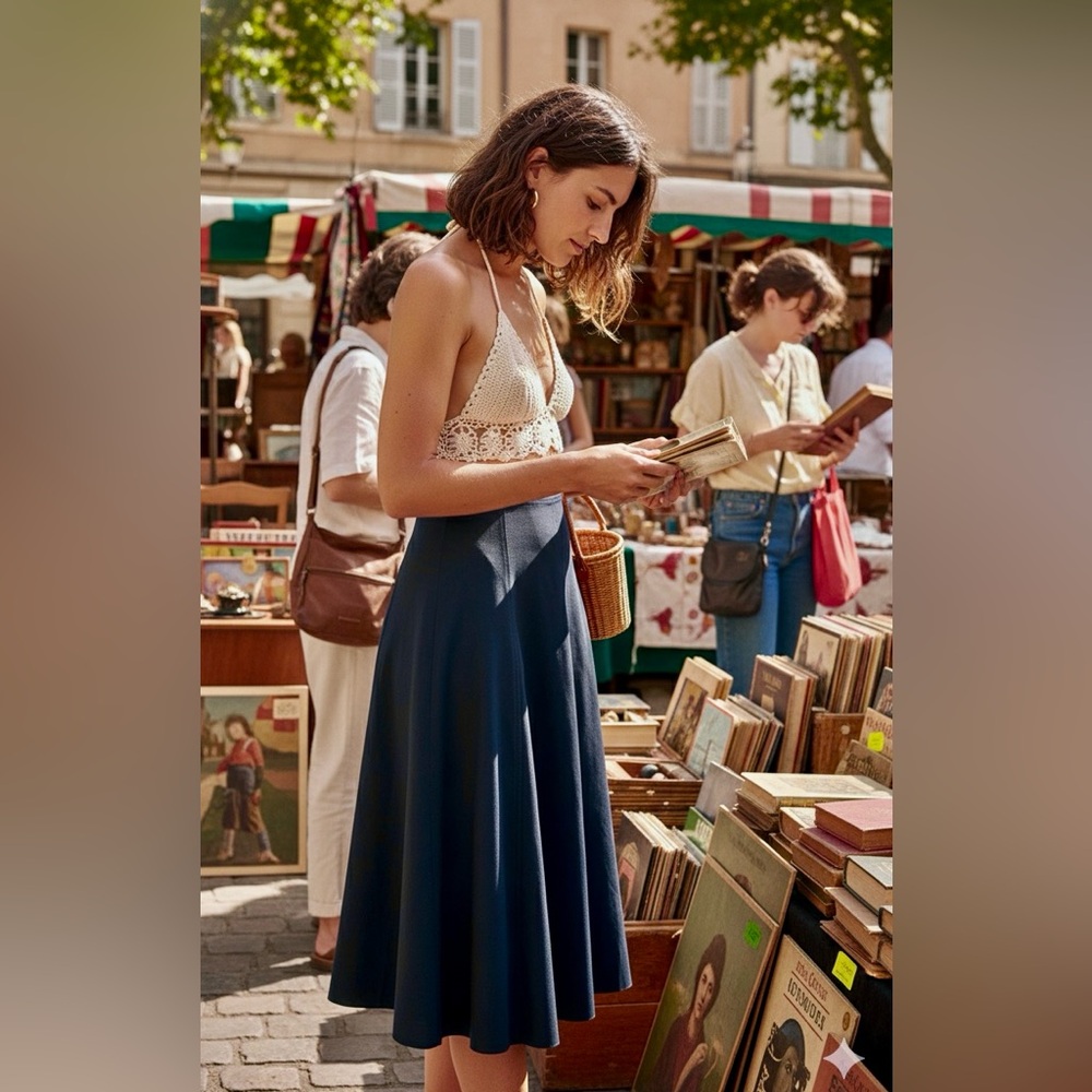 Club Monaco Ultimate Retro A Line Skirt in Navy S